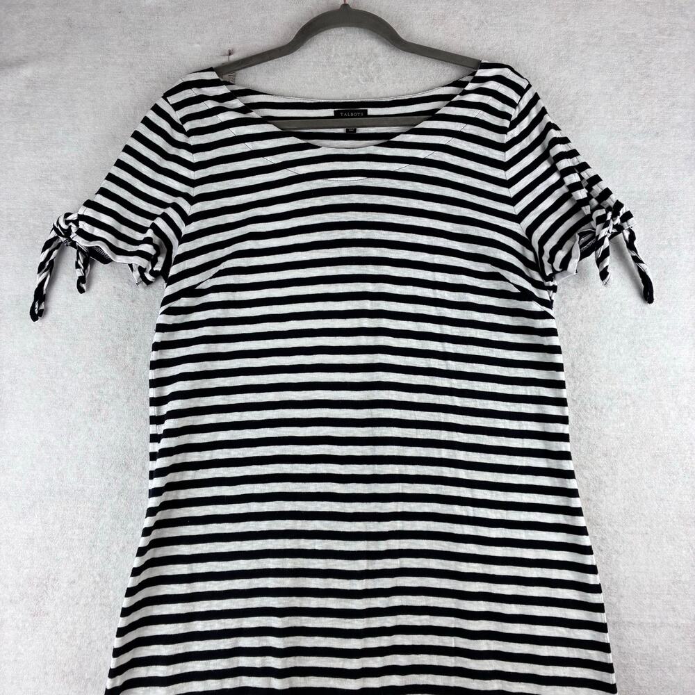 Talbots 100% Cotton Sheath Dress Women's Large Tie Sleeve Nautical Boat Scoop - Picture 8 of 10